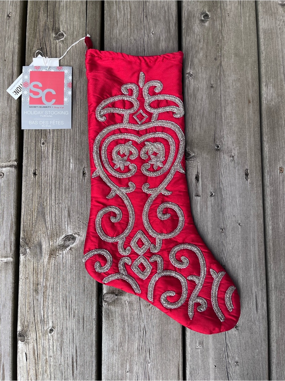Red Beaded Christmas Stocking